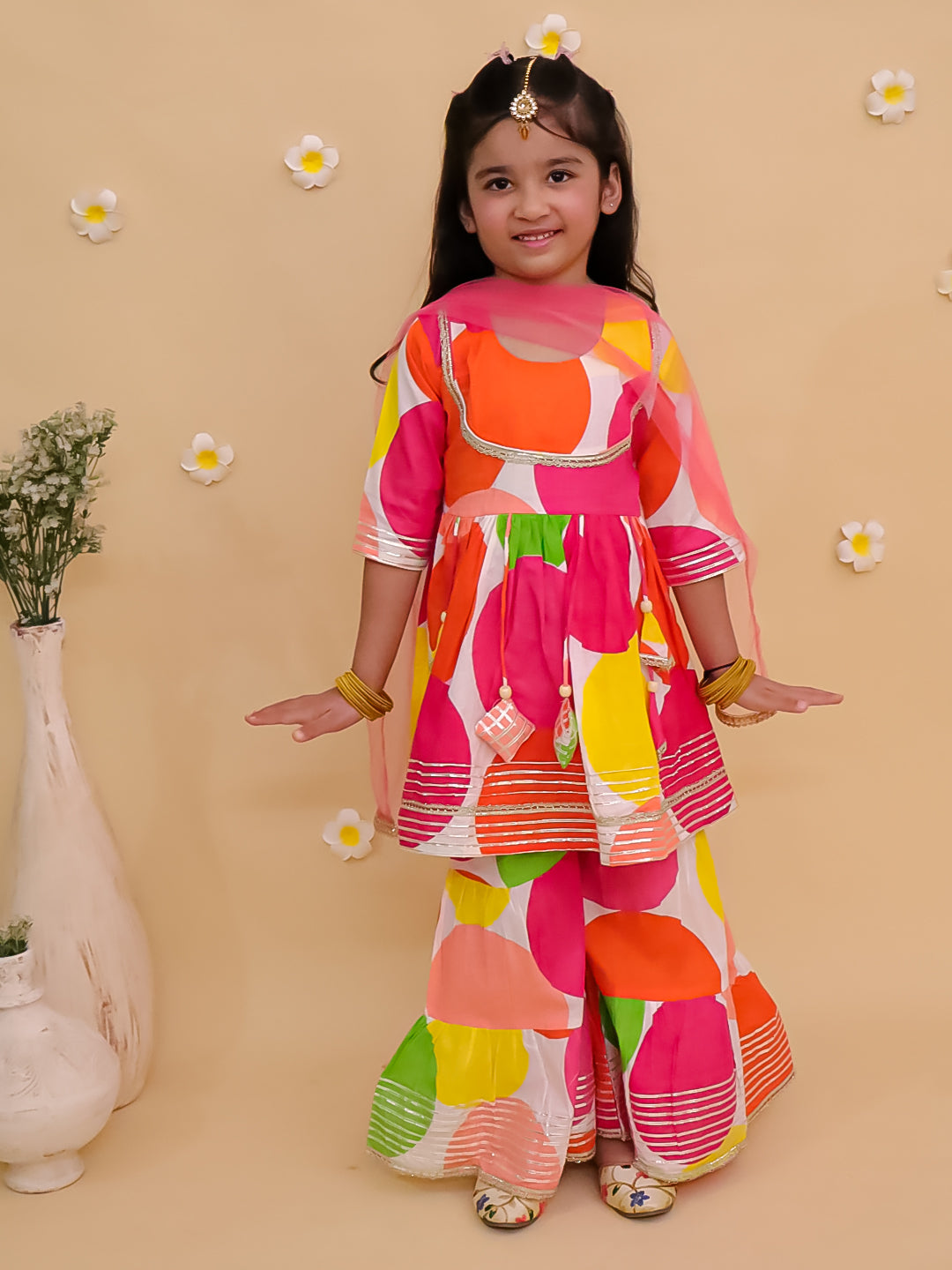 Girl's Peplum Sharara In Cotton fabric