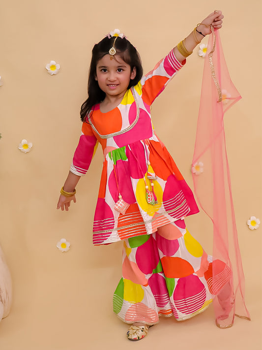Girl's Peplum Sharara In Cotton fabric