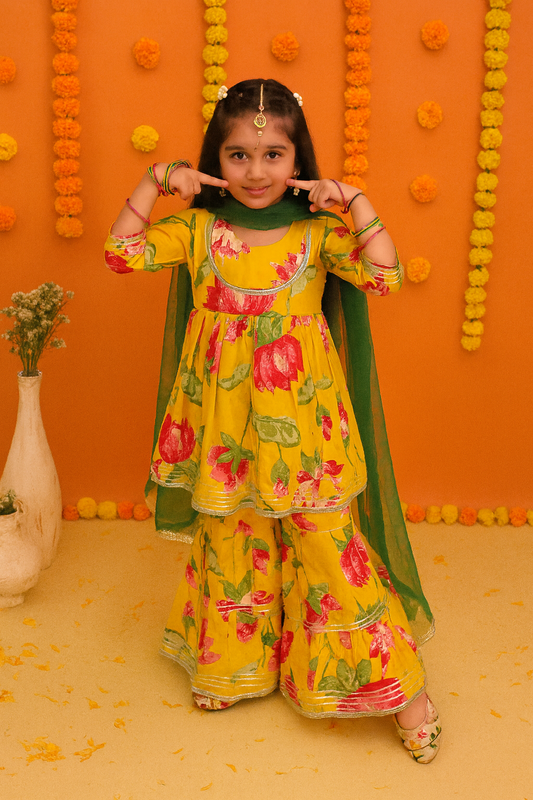 Girl's Peplum Sharara With duptta