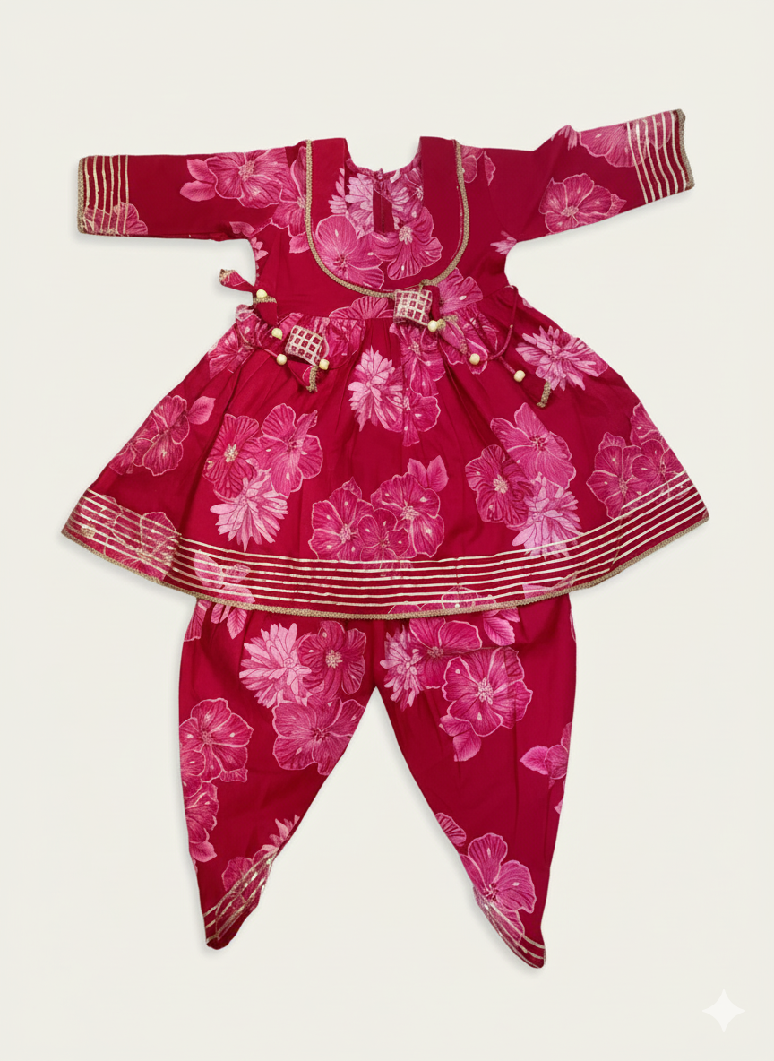 Girl's Peplum style kurti with dhoti