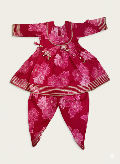 Girl's Peplum style kurti with dhoti