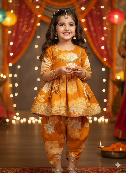Girl's Peplum style kurti with dhoti