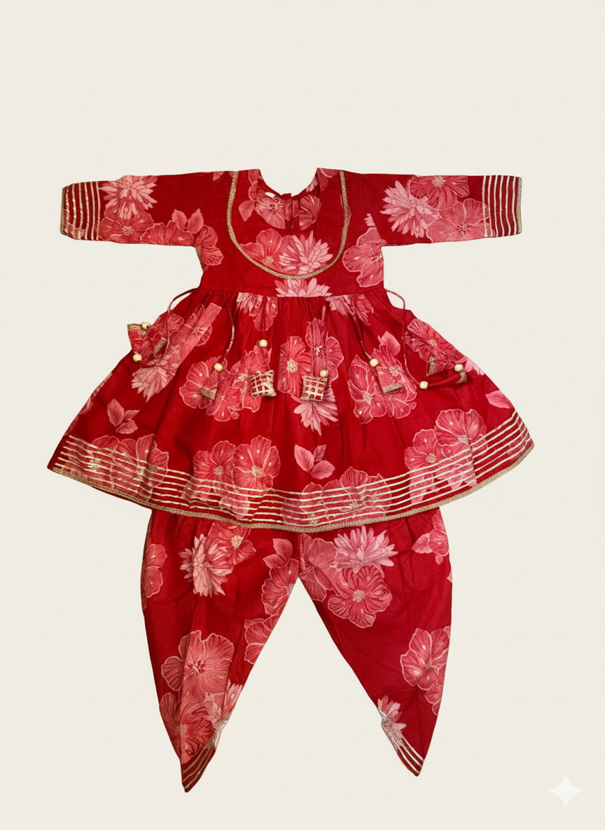 Girl's Peplum style kurti with dhoti