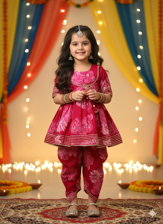 Girl's Peplum style kurti with dhoti