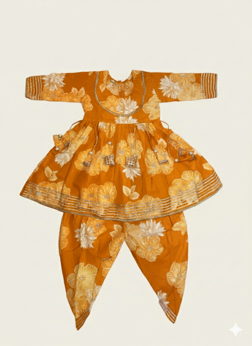 Girl's Peplum style kurti with dhoti