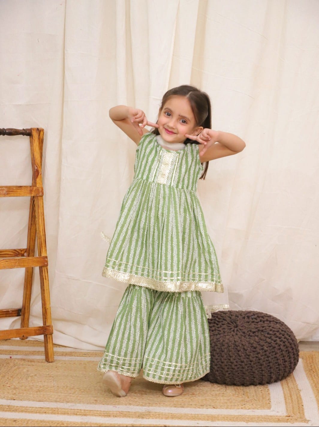 Pure cotton girl's sharara set with duptta in wholesale