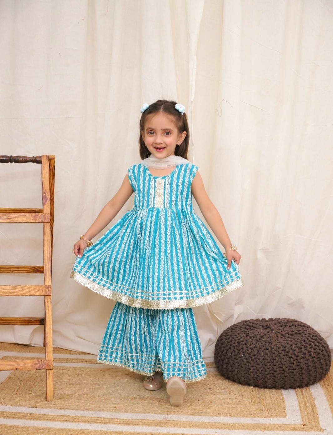 Pure cotton girl's sharara set with duptta in wholesale
