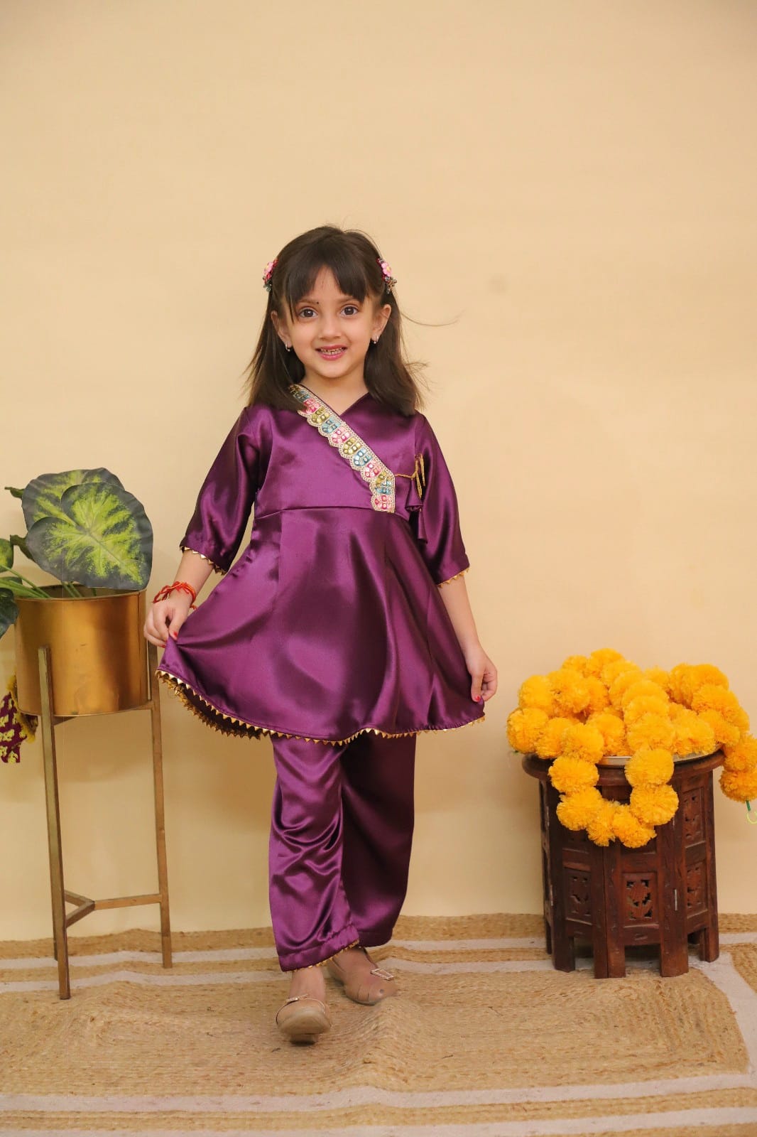 Anarkali plazo pant in satin fabric pack of 7 pics in wholesale